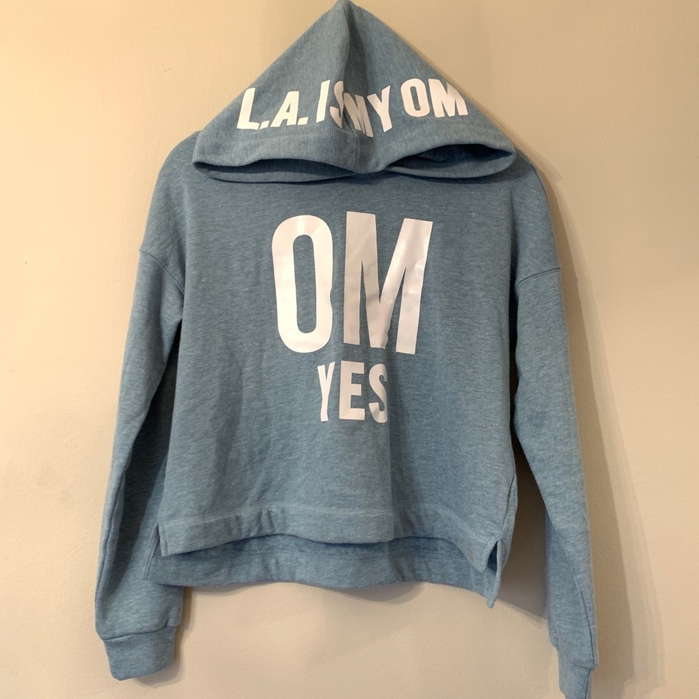 ALO Yoga Blue Hoodie with White Print